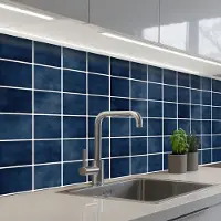 KitchenYeah Keuken achterwand 200x80 cm - Spatscherm zelfklevend Tegel - Modern - Blauw - Muurbeschermer - Spatwand fornuis