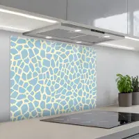 KitchenYeah Spatscherm 90x70 cm - Zelfklevende achterwand Giraf - Modern - Blauw - Keuken muurbeschermer - Spatwand fornuis