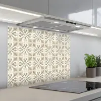 KitchenYeah Spatscherm 90x70 cm - Zelfklevende achterwand Tegel - Motief - Beige - Keuken muurbeschermer - Spatwand fornuis