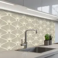 KitchenYeah Keuken achterwand 100x60 cm - Spatscherm zelfklevend Paneel - Ginkgo - Zand - Muurbeschermer - Spatwand fornuis