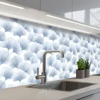 KitchenYeah Keuken achterwand 300x80 cm - Spatscherm zelfklevend Waaier - Modern - Blauw - Muurbeschermer - Spatwand fornuis