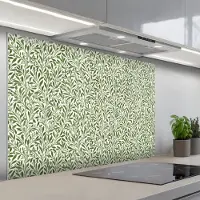 KitchenYeah Spatscherm 120x80 cm - Zelfklevende achterwand Botanisch - Takken - Groen - Keuken muurbeschermer - Spatwand fornuis