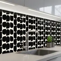 KitchenYeah Keuken achterwand 200x60 cm - Spatscherm zelfklevend Modern - Patroon - Zwart - Muurbeschermer - Spatwand fornuis