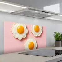 KitchenYeah Spatscherm 100x50 cm - Zelfklevende achterwand Eieren - Bloem - Roze - Keuken muurbeschermer - Spatwand fornuis