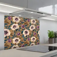 KitchenYeah Spatscherm 90x70 cm - Zelfklevende achterwand Floraal - Stilleven - Kleurrijk - Keuken muurbeschermer - Spatwand fornuis