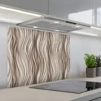 KitchenYeah Spatscherm 90x70 cm - Zelfklevende achterwand Golven - 3D - Crème - Keuken muurbeschermer - Spatwand fornuis