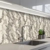 KitchenYeah Keuken achterwand 200x80 cm - Spatscherm zelfklevend Slang - Patroon - Taupe - Muurbeschermer - Spatwand fornuis