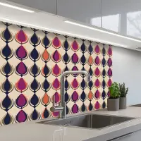 KitchenYeah Keuken achterwand 80x60 cm - Spatscherm zelfklevend Vintage - Retro - Kleurrijk - Muurbeschermer - Spatwand fornuis