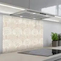KitchenYeah Spatscherm 90x60 cm - Zelfklevende achterwand Golven - Structuur - Beige - Keuken muurbeschermer - Spatwand fornuis