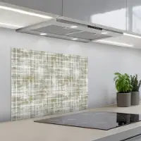 KitchenYeah Spatscherm 70x50 cm - Zelfklevende achterwand Linnen - Patroon - Groen - Keuken muurbeschermer - Spatwand fornuis