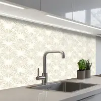 KitchenYeah Keuken achterwand 100x60 cm - Spatscherm zelfklevend Abstract - Motief - Beige - Muurbeschermer - Spatwand fornuis
