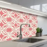 KitchenYeah Keuken achterwand 80x60 cm - Spatscherm zelfklevend Roze - Bloemenmotief - Wit - Modern - Muurbeschermer - Spatwand fornuis