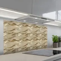 KitchenYeah Spatscherm 120x60 cm - Zelfklevende achterwand Golven - Patroon - Goud - Keuken muurbeschermer - Spatwand fornuis