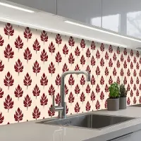 KitchenYeah Keuken achterwand 300x60 cm - Spatscherm zelfklevend Botanisch - Patroon - Bordeaux - Muurbeschermer - Spatwand fornuis