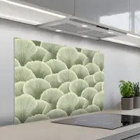 KitchenYeah Spatscherm 100x65 cm - Zelfklevende achterwand Waaier - Blad - Groen - Keuken muurbeschermer - Spatwand fornuis