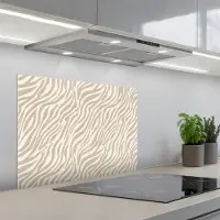 KitchenYeah Spatscherm 70x50 cm - Zelfklevende achterwand Zebra - Patroon - Beige - Keuken muurbeschermer - Spatwand fornuis