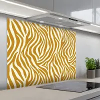 KitchenYeah Spatscherm 100x75 cm - Zelfklevende achterwand Zebra - Klassiek - Oker - Geel - Keuken muurbeschermer - Spatwand fornuis
