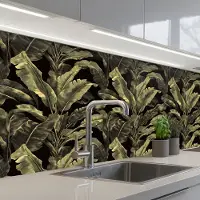 KitchenYeah Keuken achterwand 150x80 cm - Spatscherm zelfklevend Botanisch - Bladeren - Groen - Muurbeschermer - Spatwand fornuis