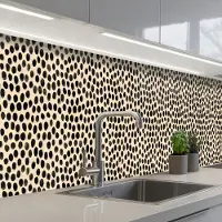 KitchenYeah Keuken achterwand 500x60 cm - Spatscherm zelfklevend Stippen - Patroon - Zwart - Muurbeschermer - Spatwand fornuis