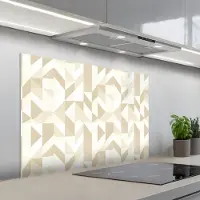 KitchenYeah Spatscherm 100x65 cm - Zelfklevende achterwand Modern - Abstract - Beige - Keuken muurbeschermer - Spatwand fornuis