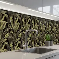 KitchenYeah Keuken achterwand 450x60 cm - Spatscherm zelfklevend Botanisch - Bladeren - Groen - Muurbeschermer - Spatwand fornuis