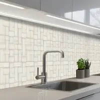 KitchenYeah Keuken achterwand 400x60 cm - Spatscherm zelfklevend Vlechtwerk - Banen - Beige - Muurbeschermer - Spatwand fornuis