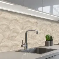 KitchenYeah Keuken achterwand 200x60 cm - Spatscherm zelfklevend Bogen - Patroon - Beige - Muurbeschermer - Spatwand fornuis