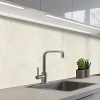 KitchenYeah Keuken achterwand 250x60 cm - Spatscherm zelfklevend Crème - Egaal - Beton print - Muurbeschermer - Spatwand fornuis