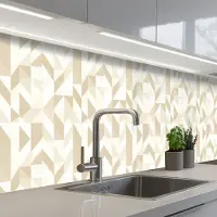 KitchenYeah Keuken achterwand 400x80 cm - Spatscherm zelfklevend Modern - Abstract - Beige - Muurbeschermer - Spatwand fornuis