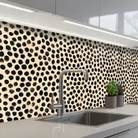 KitchenYeah Keuken achterwand 200x60 cm - Spatscherm zelfklevend Stippen - Patroon - Zwart - Muurbeschermer - Spatwand fornuis
