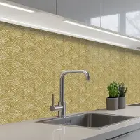 KitchenYeah Keuken achterwand 250x80 cm - Spatscherm zelfklevend Waaier - Geometrisch - Groen - Muurbeschermer - Spatwand fornuis