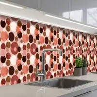 KitchenYeah Keuken achterwand 350x60 cm - Spatscherm zelfklevend Cirkels - Modern - Kleurrijk - Muurbeschermer - Spatwand fornuis