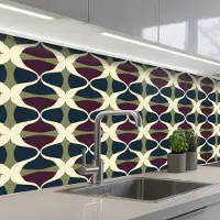 KitchenYeah Keuken achterwand 150x60 cm - Spatscherm zelfklevend Abstract - Retro - Kleurrijk - Muurbeschermer - Spatwand fornuis