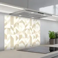 KitchenYeah Spatscherm 90x70 cm - Zelfklevende achterwand Modern - Abstract - Beige - Keuken muurbeschermer - Spatwand fornuis