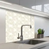 KitchenYeah Keuken achterwand 80x80 cm - Spatscherm zelfklevend Abstract - Motief - Beige - Muurbeschermer - Spatwand fornuis