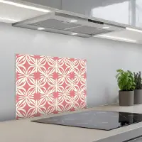 KitchenYeah Spatscherm 60x45 cm - Zelfklevende achterwand Roze - Bloemenmotief - Wit - Modern - Keuken muurbeschermer - Spatwand fornuis