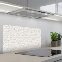 KitchenYeah Spatscherm 90x45 cm - Zelfklevende achterwand Schubben - Wit - Elegant - Keuken muurbeschermer - Spatwand fornuis