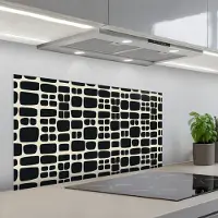 KitchenYeah Spatscherm 100x50 cm - Zelfklevende achterwand Modern - Organisch - Zwart - Keuken muurbeschermer - Spatwand fornuis