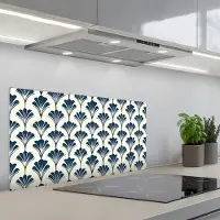 KitchenYeah Spatscherm 90x45 cm - Zelfklevende achterwand Klassiek - Motief - Blauw - Keuken muurbeschermer - Spatwand fornuis