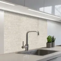 KitchenYeah Keuken achterwand 100x80 cm - Spatscherm zelfklevend Linnen - Textuur - Beige - Muurbeschermer - Spatwand fornuis