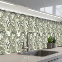 KitchenYeah Keuken achterwand 450x60 cm - Spatscherm zelfklevend Botanisch - Bloemen - Groen - Muurbeschermer - Spatwand fornuis