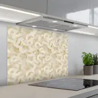 KitchenYeah Spatscherm 80x60 cm - Zelfklevende achterwand Abstract - Lijnen - Beige - Keuken muurbeschermer - Spatwand fornuis