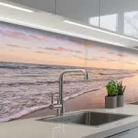 KitchenYeah Keuken achterwand 150x80 cm - Spatscherm zelfklevend Strand - Branding - Wolken - Muurbeschermer - Spatwand fornuis