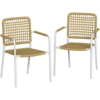 Outsunny tuinstoel - Metaal, geweven hars - 57 x 55 x 82 cm - Geel
