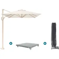 Platinum Voyager zweefparasol T1 3x2 m. - Sand Ivory met voet en hoes
