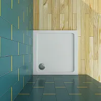 AICA 70x70x3cm witte douchebak, vierkant，gemaakt van een mengsel van natuursteen en hars, antislip, antibacterieel, met douchegoot rooster en afvoer, verkrijgbaar in verschillende maten