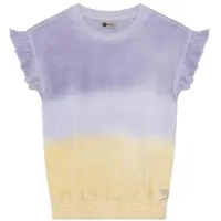 Daily7 T-shirt lila Paars Meisjes Badstof Ronde hals Dip-dye - maat 80