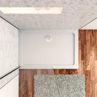 AICA Witte douchebak rechthoek 160x80cm slechts 3cm gemaakt kunststeen en minerale harsmix Extra plat ontwerp met douchegoot rooster verkrijgbaar in verschillende maten