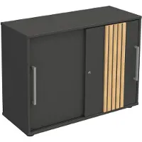 Kerkmann Luxe Sideboard Oxford Antraciet - Akoestische Lattenwand Eiken - 100cm