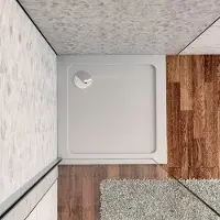 AICA Witte douchebak vierkant 76x76cm slechts 3cm gemaakt kunststeen en minerale harsmix Extra plat ontwerp met douchegoot rooster en afvoer verkrijgbaar in verschillende maten